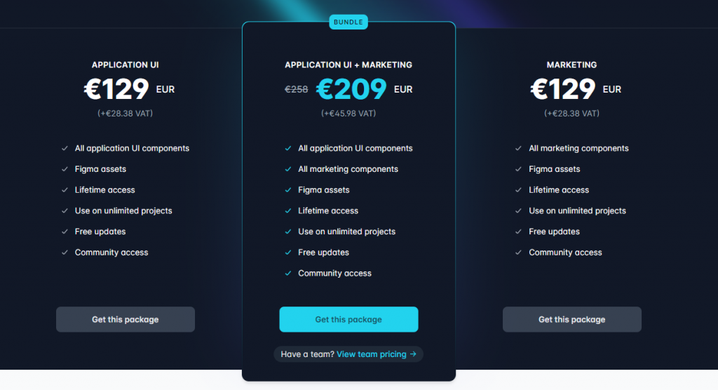 TailwindUI pricing page