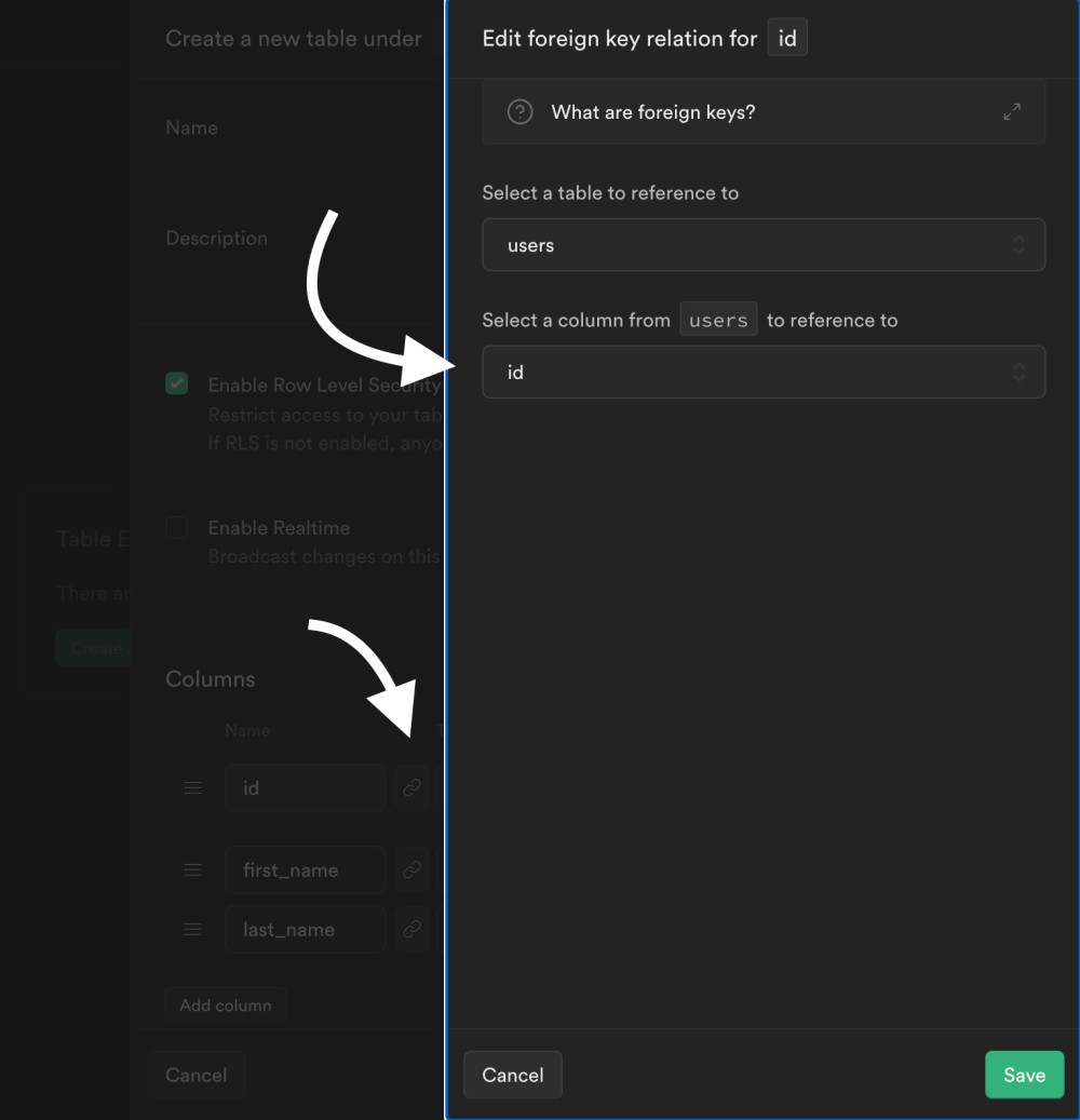 Add reference to auth table